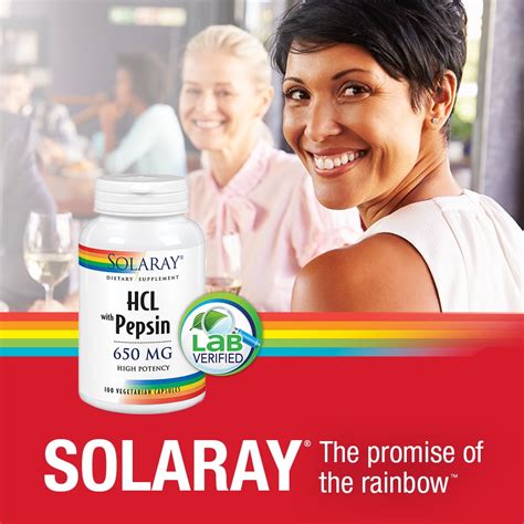 Buy Solaray High Potency Betaine HCL with Pepsin 650 mg | Hydrochloric ...