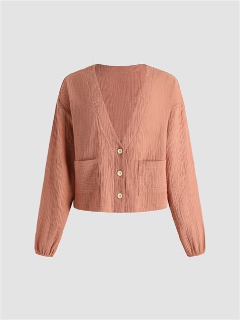 V-neck Button Up Blouse