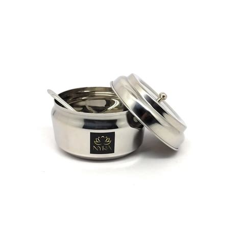 Nyra® Stainless Steel Ghee Pot/Jar Oil Container with Spoon and lid ...