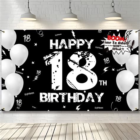 Amazon.com : PHXEY 18th Birthday Decoration for Men Women, Fabric Happy ...