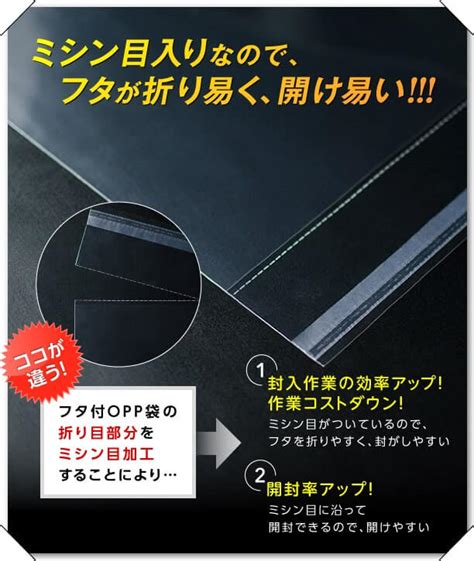 OPP袋テープ付 A4用 ミシン目 開閉自在テープ 特厚#50【ワークアップ】