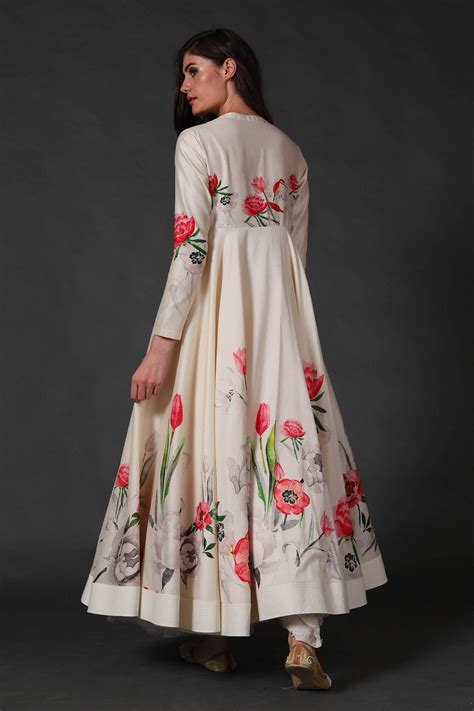 Balance By Rohit Bal Chanderi Anarkali Set With Floral Digital Print