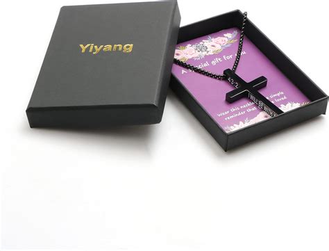 Buy Cross Necklace for Men Black Stainless Steel Cross Pendant ...