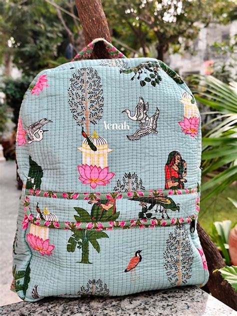 Pink Lotus Jaipuri Quilted Kids Backpack – Aenak