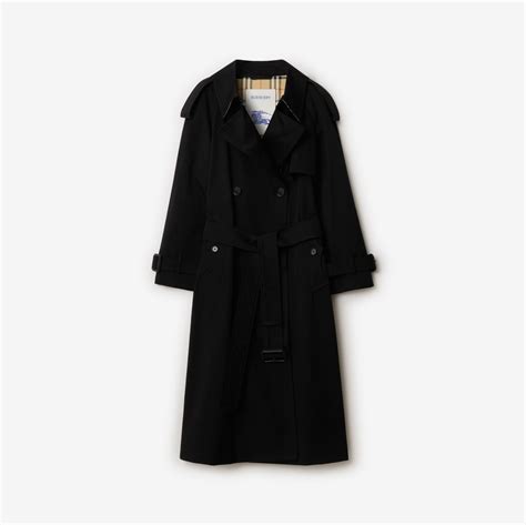 Long Gabardine Fitzrovia Trench Coat in Black - Women | Burberry® Official