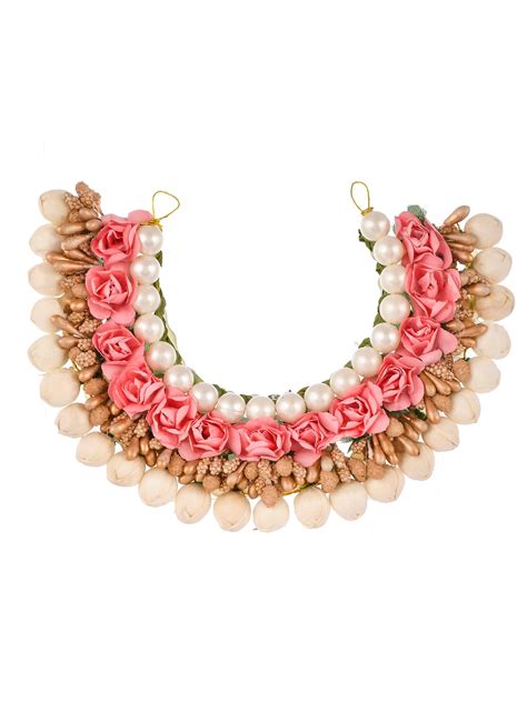 Women Peach & Gold Toned Embellished Hair Accessory Set Online at ...