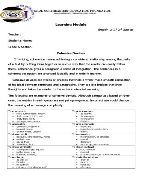 Image result for Grade 7 Module Examples