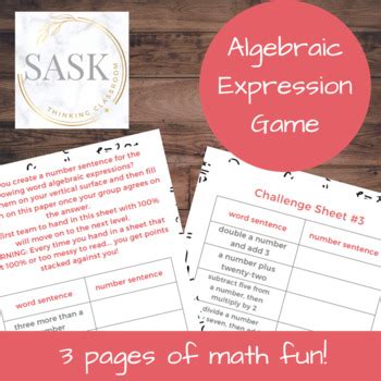 Algebraic Expression - Game by Sask Thinking Classroom | TPT
