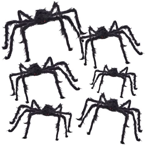 Abakuku 6 Large Spiders Halloween Decorations Outdoor Indoor, Fake ...