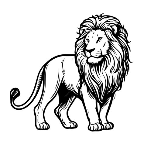 Lion for coloring black and white outline animal illustration for ...
