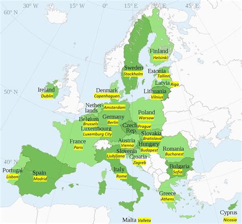 Map of the countries and capitals of the EU (2026) - Learner trip