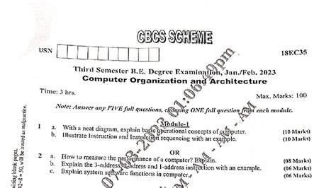Computer Organization and Architecture - CBCS SCHEME USN 18EC35 Exam ...