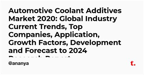 Automotive Coolant Additives Market 2020: Global Industry Current ...