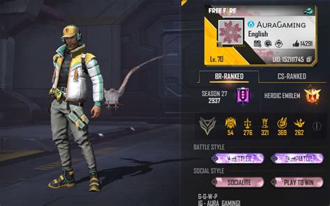 Gaming Aura's Free Fire MAX ID, stats, rank, K/D ratio, and monthly ...