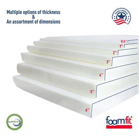 Foamfit Upholstery Foam 3 Inch Thick High Density 1.8 Lb 46 ILD Firm ...