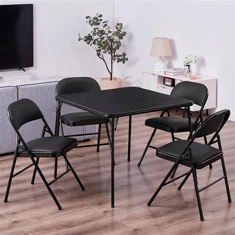 Amazon.com: VECELO Folding Card Table and Chair Set of 5 Portable with ...