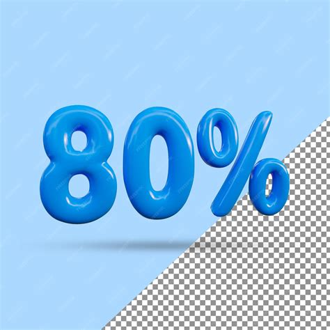 3d rendering of 80 percent text effect | Premium PSD