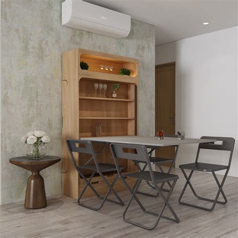 Bristo Dining Table with Chair Storage (4x3) – InvisibleBed.com