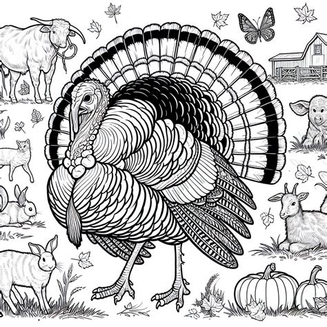 Fall Turkey coloring page - GoGo Coloring