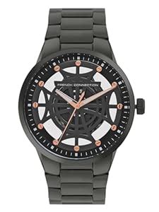 French Connection Stainless Steel Analog Black Dial Men's Watch ...