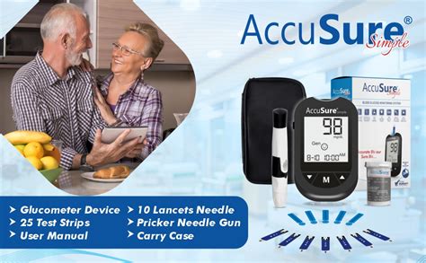 AccuSure Simple Digital Glucometer Kit |with 25 Strips,10 Lancet,1 ...