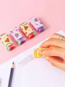 3-Pack Cartoon Fruit-Shaped Creative Erasers, Suitable For Primary ...