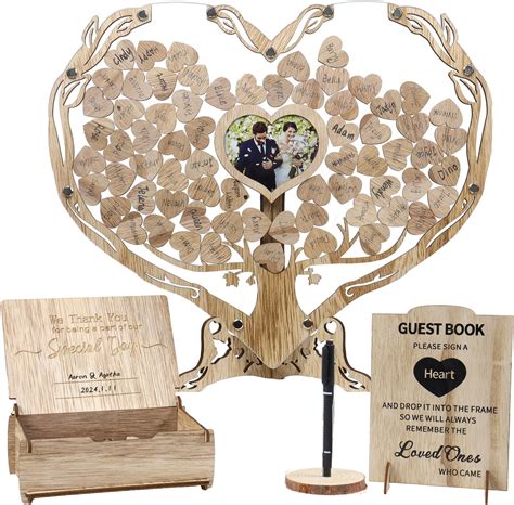 Amazon.com: Heart Wedding Guest Book Alternative, Rustic Wooden Wedding ...