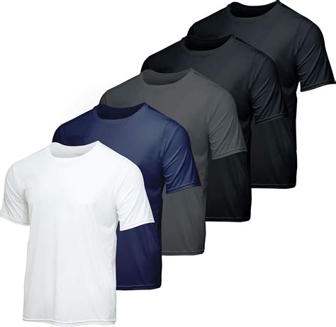 5 Pack: Men’s Dry-Fit Moisture Wicking Active Athletic Performance Crew ...
