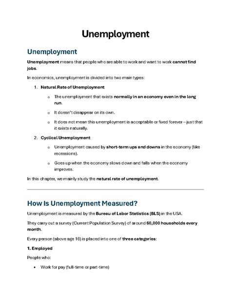 ECON 101: Understanding Unemployment Types and Measurement - Studocu