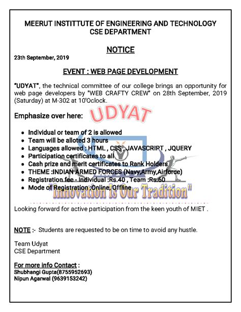 Web page development event - MEERUTINSTITTUTEOFENGINEERINGANDTECHNOLOGY ...