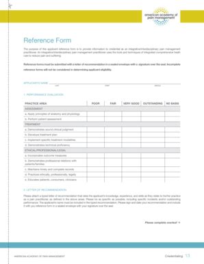 Fillable Online aapainmanage Reference Form - American Academy of Pain ...
