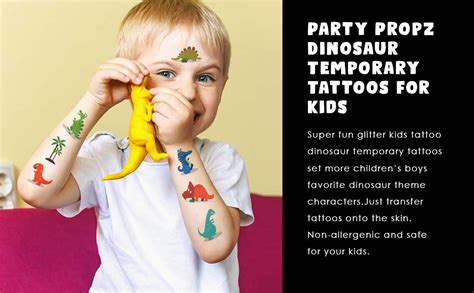 Party Propz Dinosaur Tattoo for Kids - Set of 10 Sheets | Dinosaur ...
