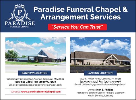PARADISE FUNERAL CHAPEL - Saginaw MI - Hours, Directions, Reviews ...