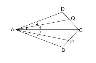 In the given figure , `AB = AD` , `angle 1 = angle2 and angle 3 = angle ...