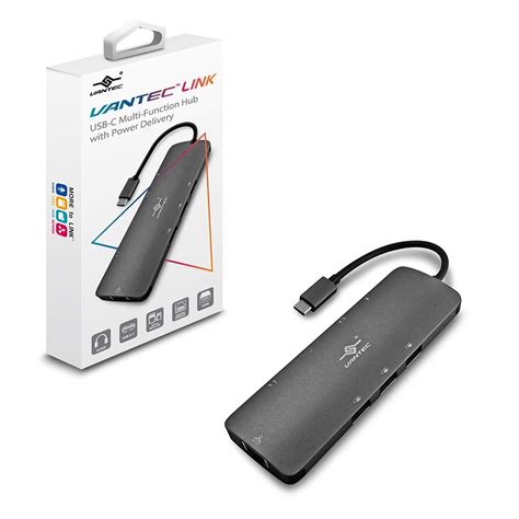 Vantec Link USB C Multi-Function Hub with Power Delivery, Gray (Cb ...