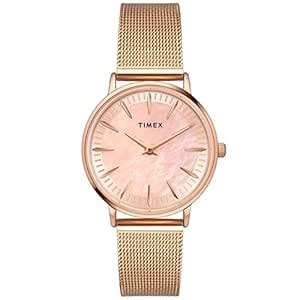 TIMEX Analog Watch for Women with Mother of Pearl Rose Gold Round Dial ...