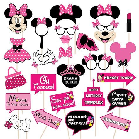 Buy Festiko® Minnie Mouse Theme Photobooth Props 27 pcs for Kids ...