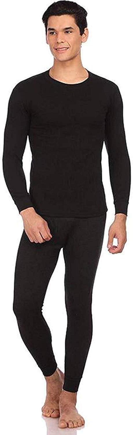 Buy AMUL Men's Cotton Ultima Body Warmer Thermal Set (Black, Large) at ...
