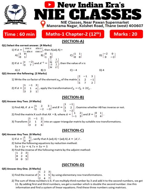 Image result for Matrices Chapter 2