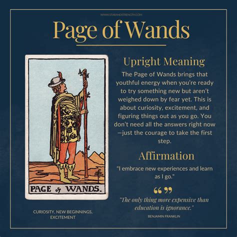 Page Of Wands Tarot Card Meaning - Star And Strength