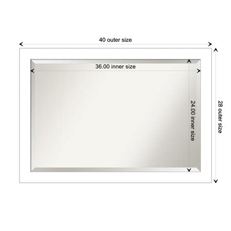 Beveled Bathroom Wall Mirror, Wedge White Frame, Size: Glass Size 36x24 ...