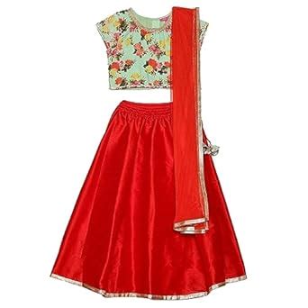 BIBA Girl Polyester Readymade Printed Relaxed Lehenga Set (Kw4965 ...