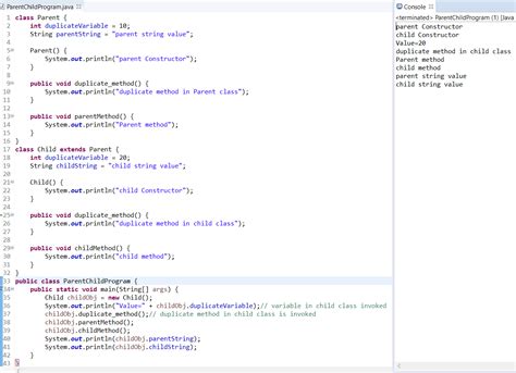 Java Parent and Child Example 的图像结果