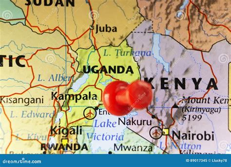Uganda, Kampala - Capital City, Pinned On Political Map Stock ...