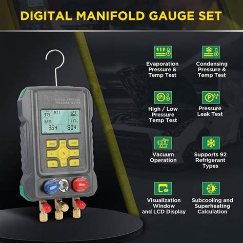 Hvac Gauges HVAC Vaccum Pressure Leakage Test For R134A/R12 Manifold ...