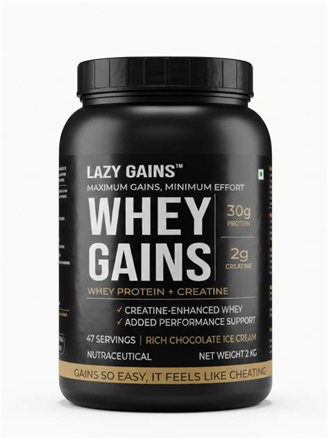 Lazy Gains Whey Gains 2kg – Whey Protein with Creatine