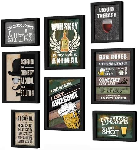 Chaka Chaundh - Set of 8 Alchohol Quotes Framed Posters - Beer Bar ...