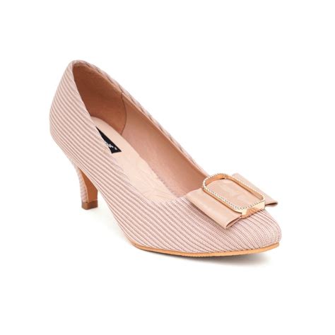 Buy Sherrif Shoes Womens Nude Kitten Heel Pumps Online