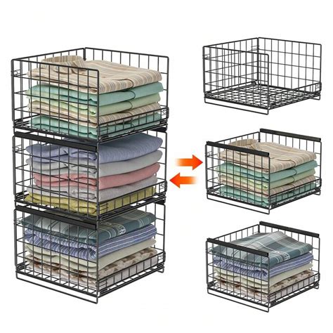 3 Tier Sliding Closet Organizers And Drawer Storage Shelves, Stackable ...