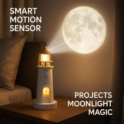3D Lighthouse Moon Projector + Remote – EliteNest